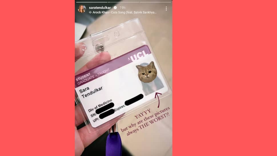 Sara shows her college ID