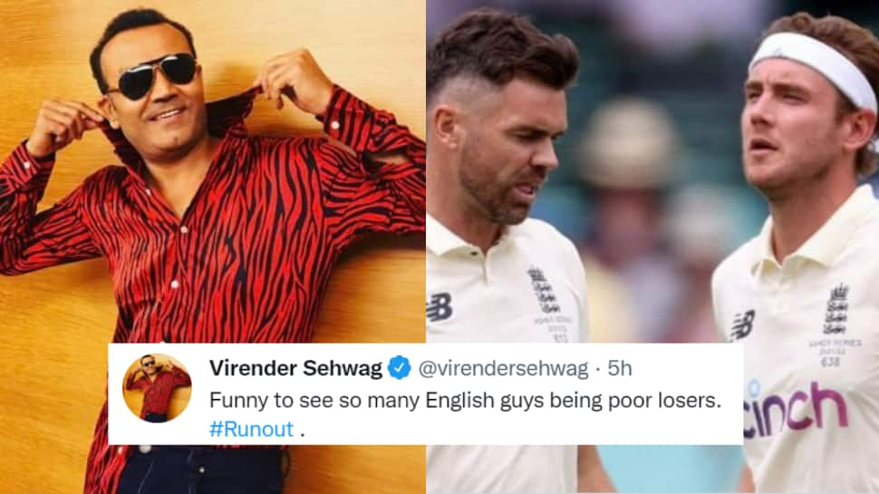 &#039;Poor losers&#039;: Virender Sehwag slams Stuart Broad, James Anderson for accusing Deepti Sharma of cheating, check war of words here