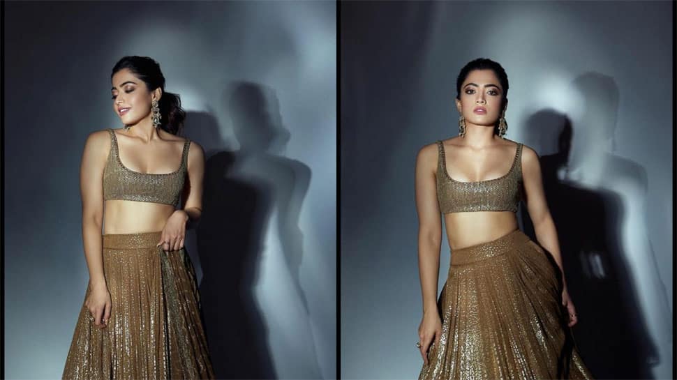 Rashmika Mandanna aka Srivalli sizzles in a golden lehenga-choli, teases mesmerising photos!