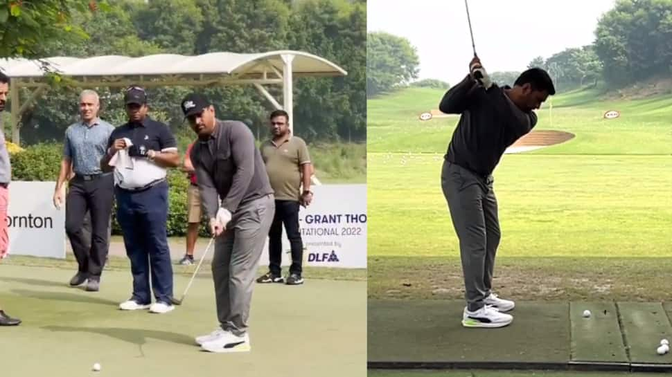 WATCH: MS Dhoni switches from cricket to golf, shows off skills at Kapil Dev-Grant Thornton Invitational 2022 