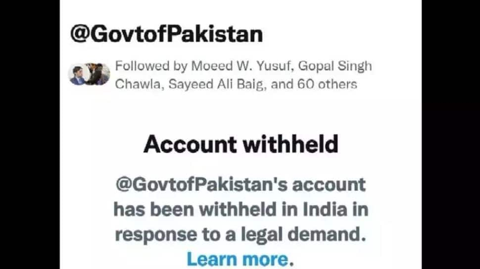 Twitter account of Pakistan government withheld in India 