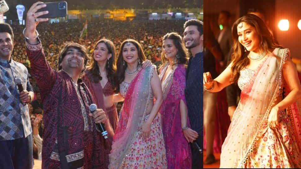 Madhuri Dixit grooves on &#039;Boom Padi&#039; with the cast of Maja Ma in Ahmedabad- PICS