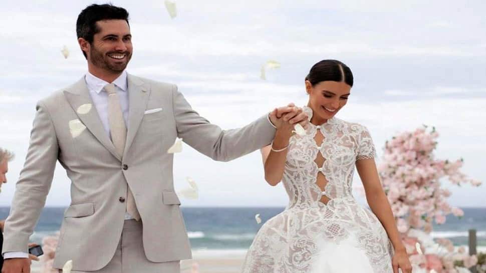 Australian all-rounder Ben Cutting is married to gorgeous sports presenter Erin Holland. Cutting married Holland on February 13, 2021, a day before Valentine's Day. (Source: Twitter)