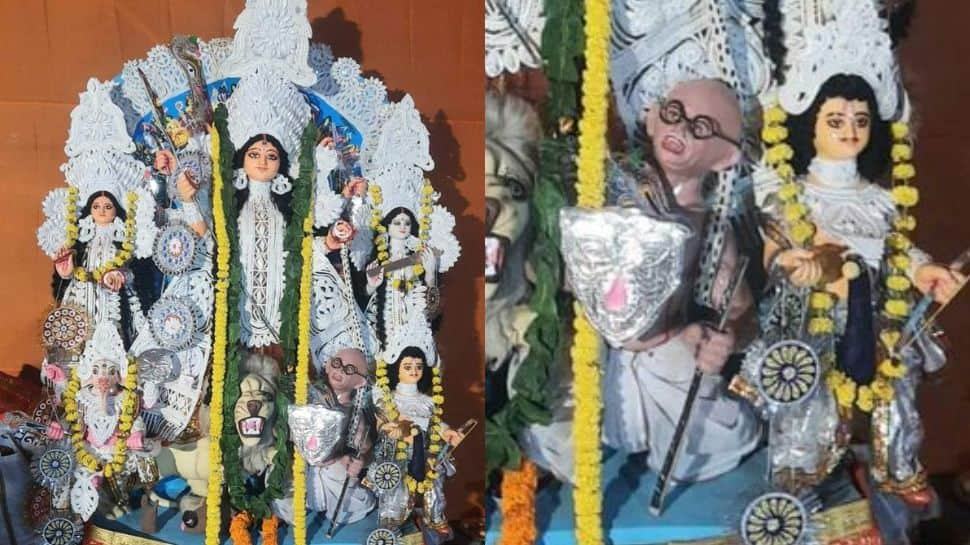 BJP, TMC criticize Gandhi-lookalike idol as &#039;Asura&#039; at Kolkata Durga puja pandal