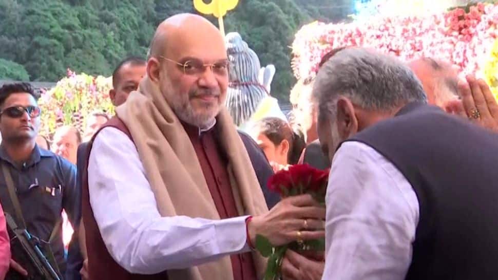 Amit Shah&#039;s J&amp;K visit: Union Home Minister offers prayers at Vaishno Devi Shrine