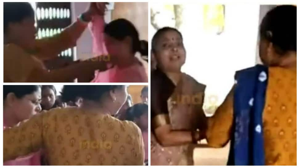 Students stunned as female teachers in UP&#039;s government school fight- WATCH