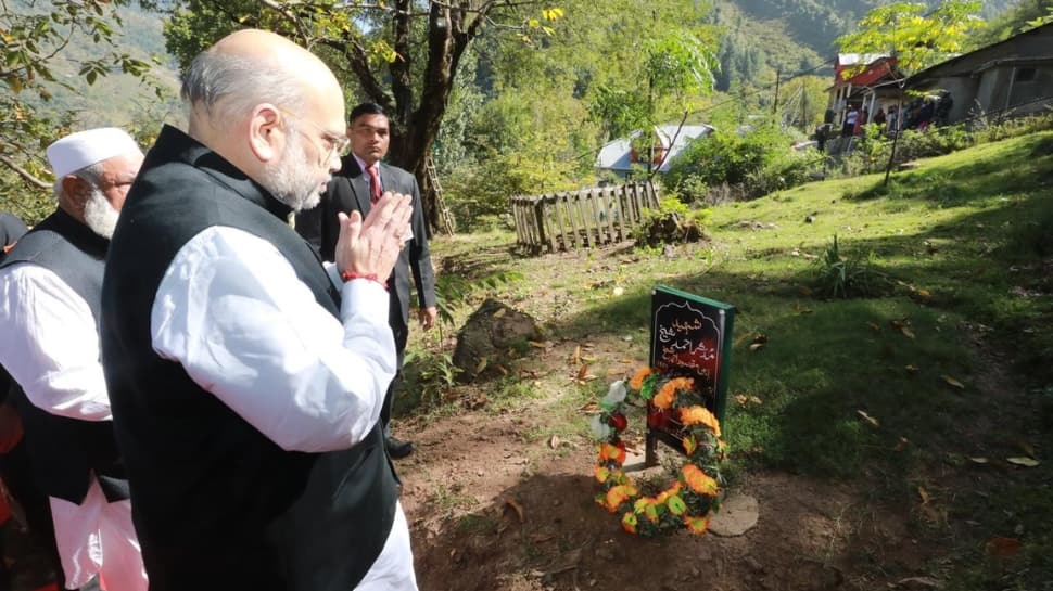 ‘His sacrifice an inspiration’: Amit Shah visits martyr SPO Mudasir Sheikh’s family in Uri