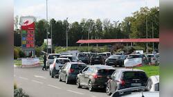 Long queues outside petrol pumps in France