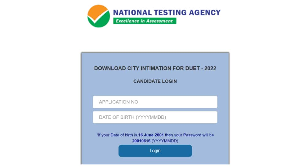 DUET 2022: Advance intimation slip for exam RELEASED at nta.ac.in- Direct link here