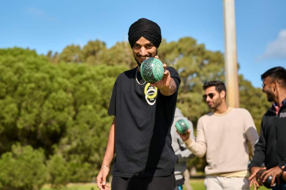 Team India pacer Arshdeep Singh tries his hand at Lawn Bowls during his trip to Rottnest Island in Perth. (Source: Twitter)