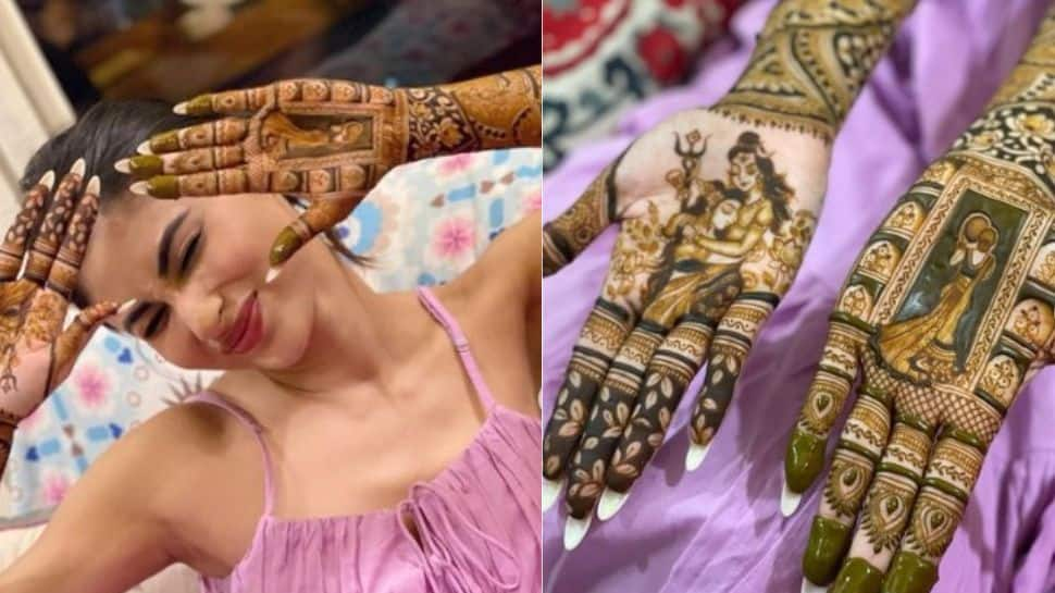 Mouni Roy’s first Karwa Chauth with hubby Suraj Nambiar! Actress shares PICS of her unique mehendi design with Shiv-Parvati motif