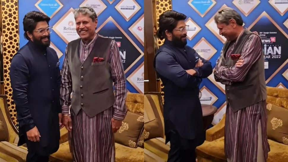 Pushpa star Allu Arjun meets former cricketer Kapil Dev as he receives ‘Indian of the Year’ award- Watch  