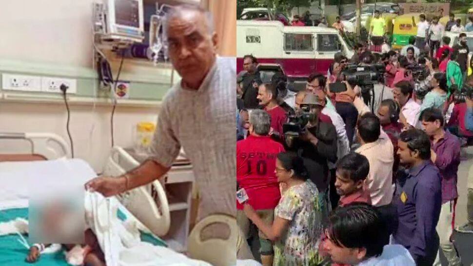 Noida housing society residents protest as infant dies after attack by stray dog Noida housing society residents protest as infant dies after attack by stray dog