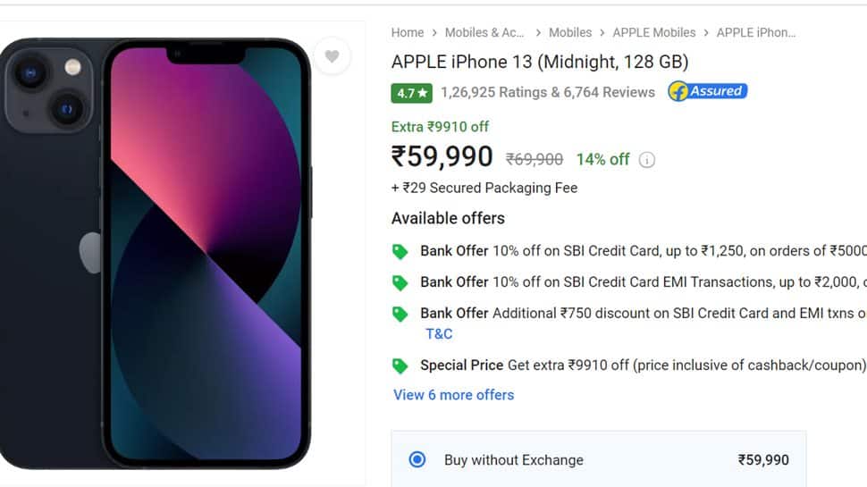 Get Apple iPhone 13 at effective price of Rs 41,090 during Flipkart Diwali Sale 2022