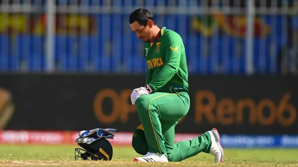During the T20 World Cup 2021, Quinton de Kock raised eyebrows when he refused to play against West Indies. It was later revealed that he wasn't too eager to take the knee, a gesture against racism. Later, he even posted an apology and joined in the gesture. (Source: Twitter)