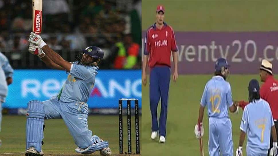 Andrew Flintoff and Yuvraj Singh's altercation during infamous India vs England match during T20 World Cup 2007 will go down in history as one memorable match. After the altercation, Yuvraj Singh smashed Stuart Broad for six sixes in an over. (Source: Twitter)