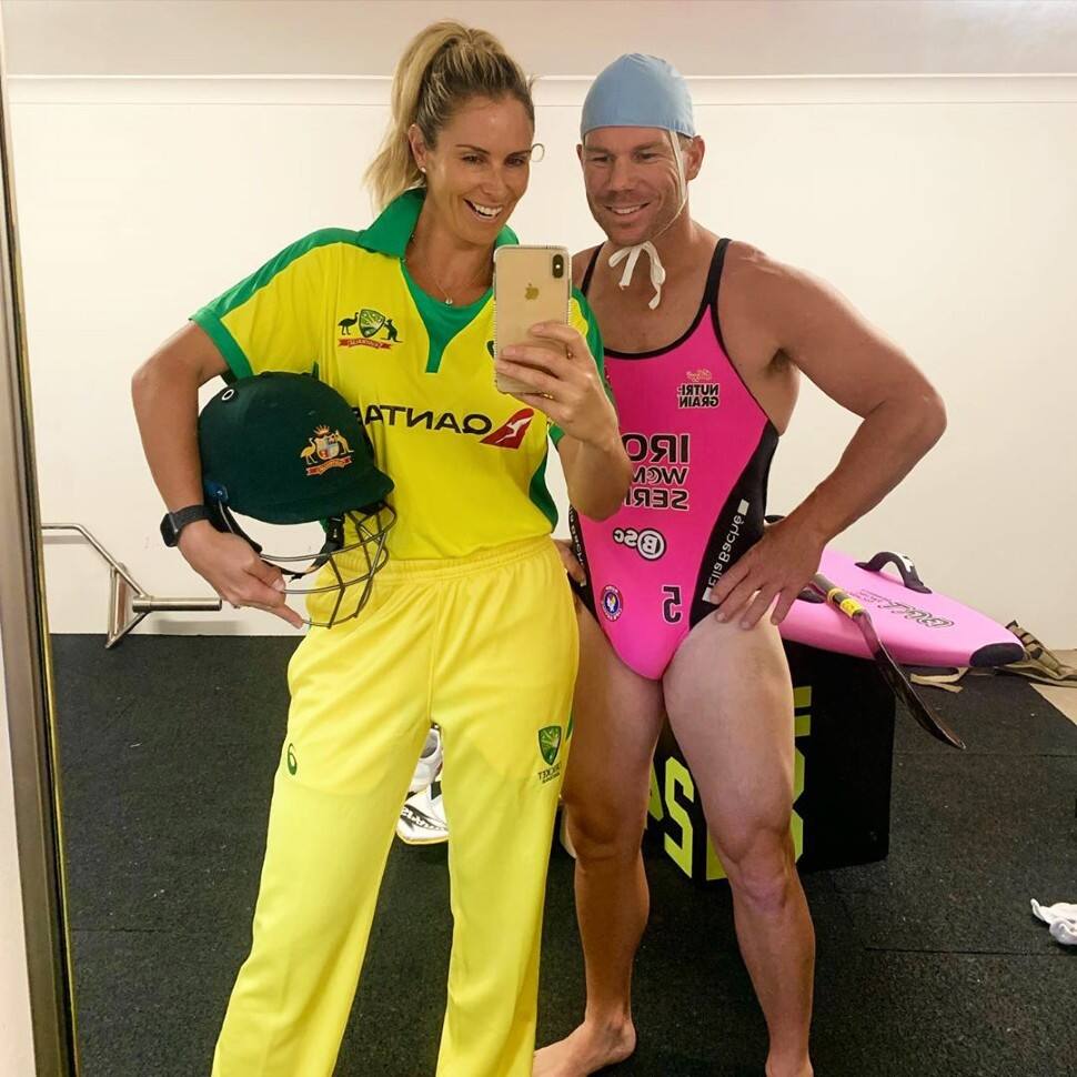 David Warner's wife Candice is a retired Australian professional ironwoman and surf life saver. David Warner married Candice got married on April 4, 2015. (Source: Twitter)