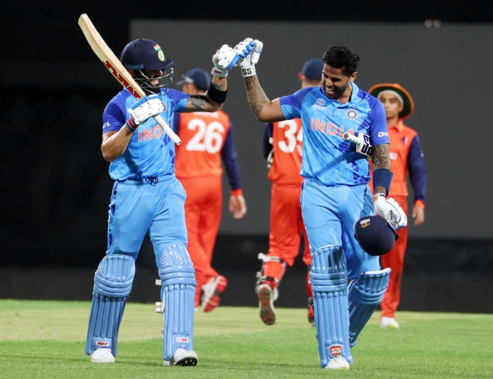 Virat Kohli and Suryakumar Yadav score half-centuries to set up India's 56-run win over the Netherlands at the SCG. Rohit Sharma's side are now at the top of the Group 2 points table. (Photo: ANI)