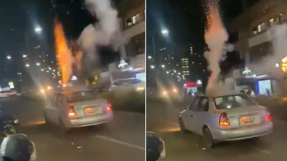 Karnataka Police arrests miscreants for bursting firecrackers from car&#039;s roof: Watch video