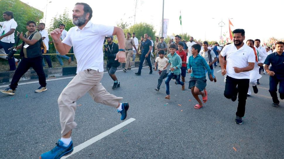 WATCH: Rahul Gandhi races school children in Telangana, forces Bharat Jodo Yatris to run with him