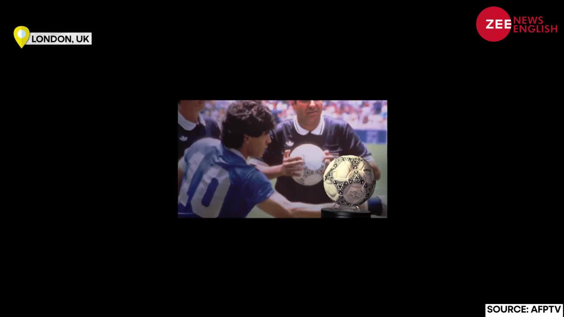Watch Diego Maradona's 'Hand of God' football on display ahead of