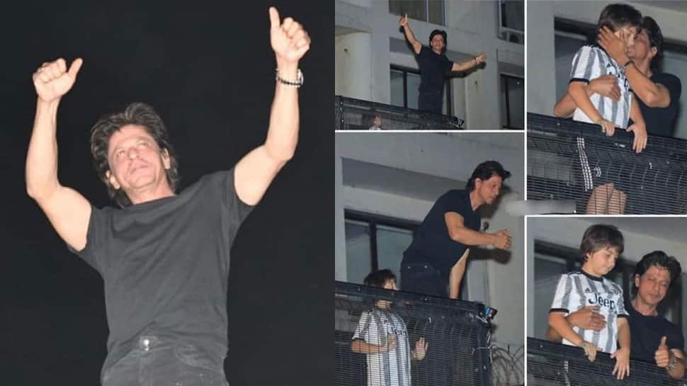 Shah Rukh Khan waves at his crazy Jabra fans outside Mannat at midnight, does his signature pose on 57th birthday - Watch