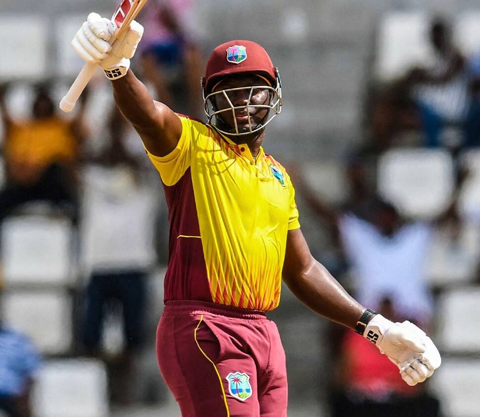 West Indies all-rounder hammered a massive 104m six in their T20 World Cup 2022 match against Zimbabwe. (Source: Twitter)