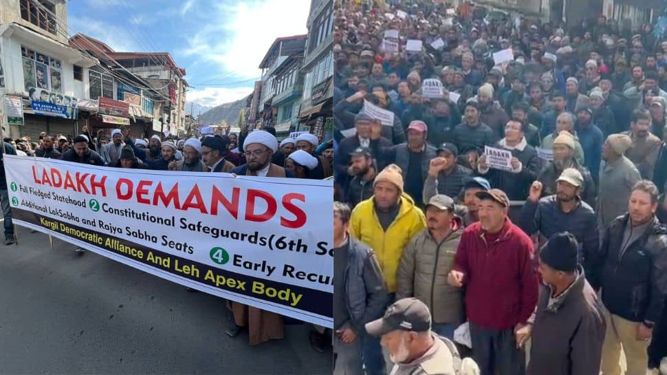 Jammu &amp; Kashmir: People in Ladakh hit streets demanding special status, statehood