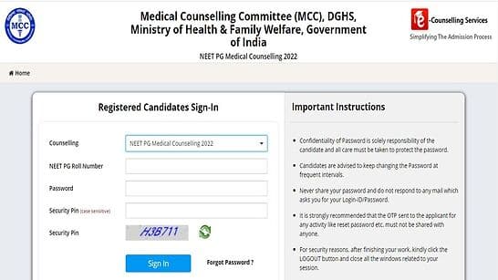 NEET PG Counselling 2022 choice filling ends TODAY for Mop Up Round on mcc.nic.in- Direct link here