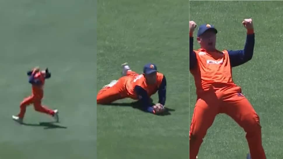 WATCH: Ex-Proteas Roelof van der Merwe&#039;s CATCH OF THE TOURNAMENT to dismiss David Miller, during SA vs NED
