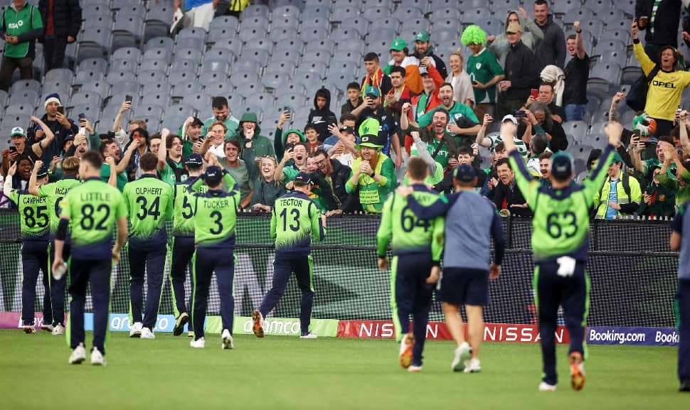 Ireland caused one of the biggest upsets of the tournament, stunning eventual semifinalists England by 5 runs (DLS method) in a rain-hit clash in Melbourne. Jos Buttler's side managed to bounce back from the loss and will face India in the second semifinal. (Photo: ANI)