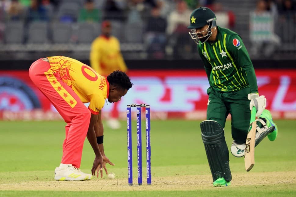 Zimbabwe almost cost Pakistan a berth in the semifinal stage, stunning Babar Azam's side by 1 run. Chasing 130 to win, Pakistan ended at 129 for 8 at Perth. (Photo: ANI)