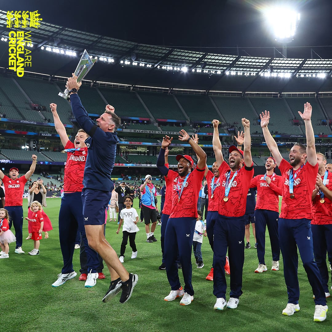 England cricket team celebrates