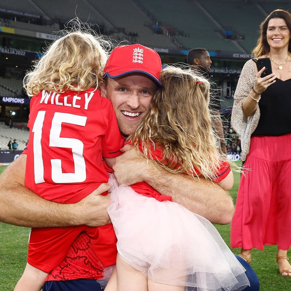 David Willey celebrates with family