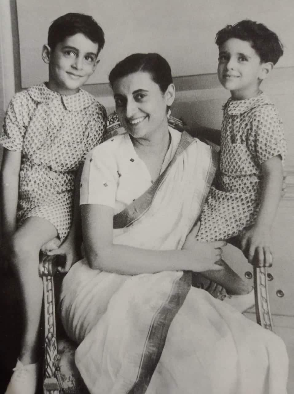 Indira Gandhi with her sons Rajiv Gandhi and Sanjay Gandhi