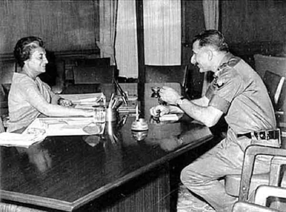 Indira Gandhi with field marshal Sam Manekshaw