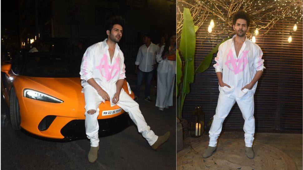 Kartik looked dapper in all white outfit