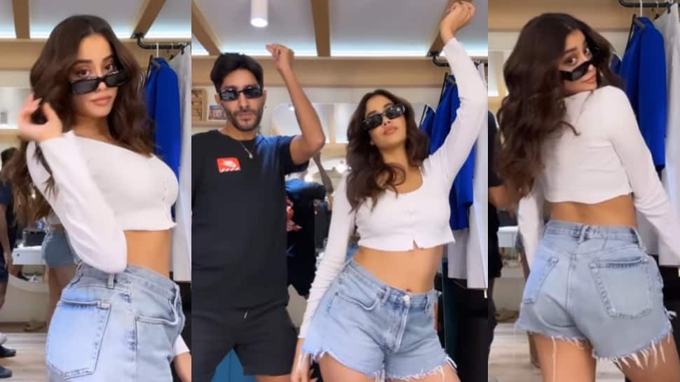Janhvi Kapoor grooves at &#039;Karma&#039; in cute denim shorts, fans are impressed- WATCH