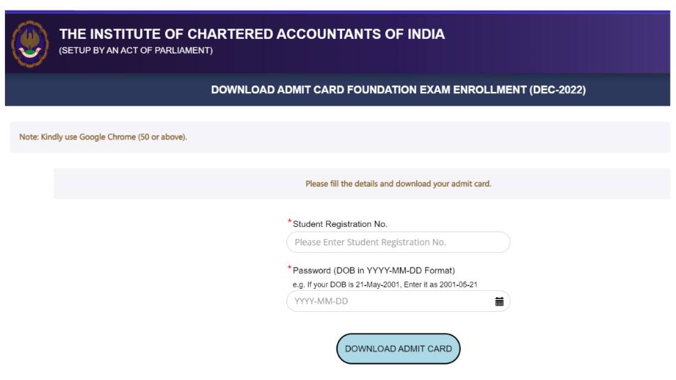ICAI CA Foundation admit card december 2022 RELEASED at icaiexam.icai.org- Direct link to download here - Vimarsana News