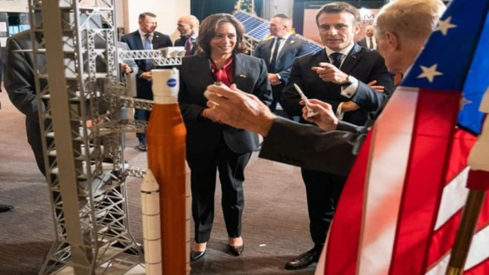 French President Emmanuel Macron’s US tour starts, meets Kamala Harris at NASA headquarters