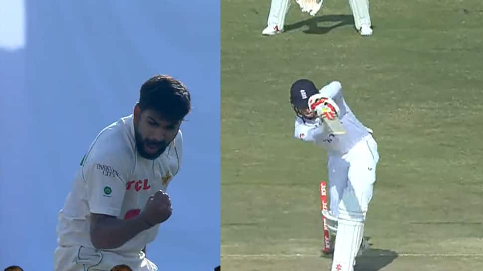 PAK&#039;s Haris Rauf bowls a JAFFA to clean up Zak Crawley for 1st Test wicket - WATCH