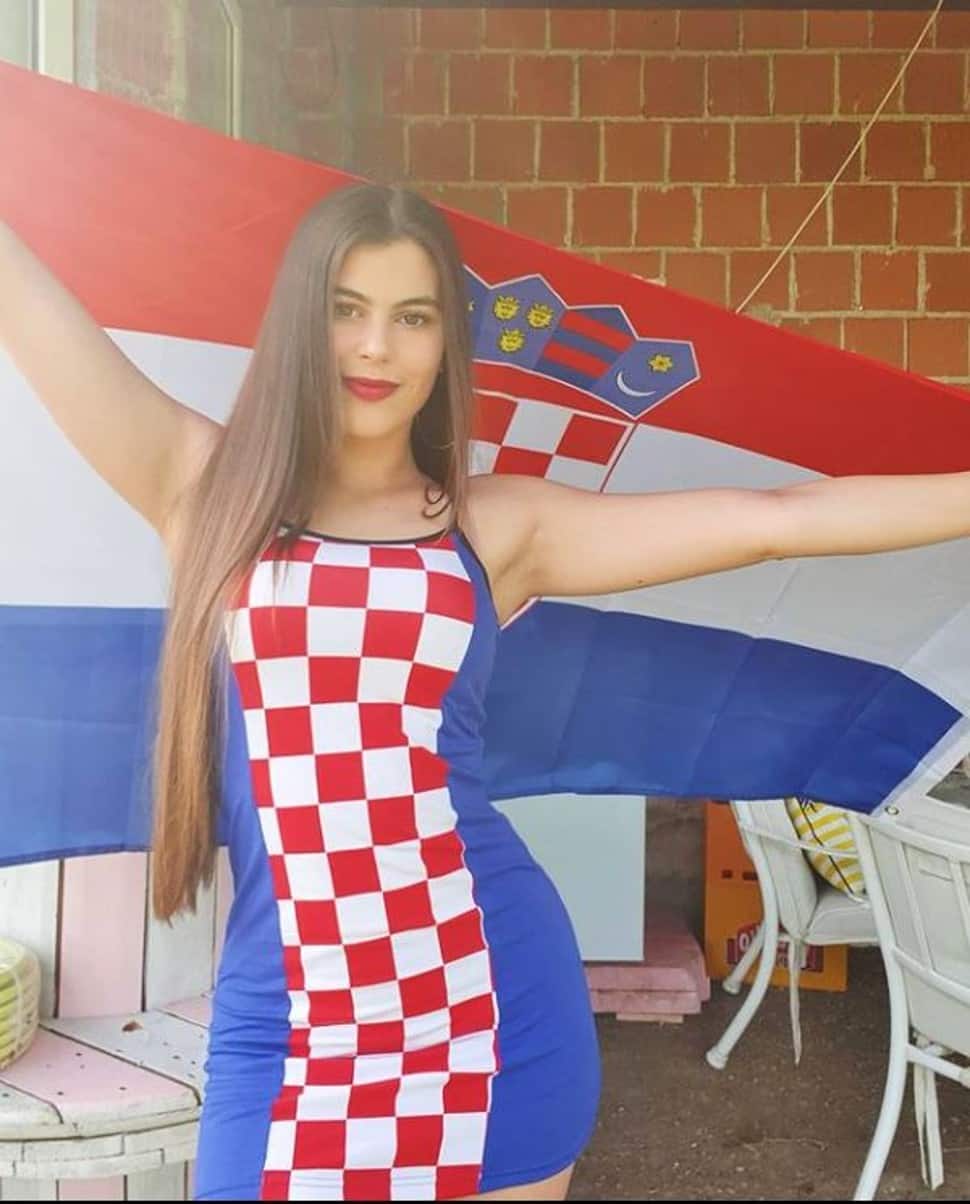 Gorgeous brunette Helena Matic is in safe hands with Croatia goalkeeper Dominik Livaković. She is a textiles designer from Zagreb and lists ice-skating as one of her favourite past times. (Source: Instagram)