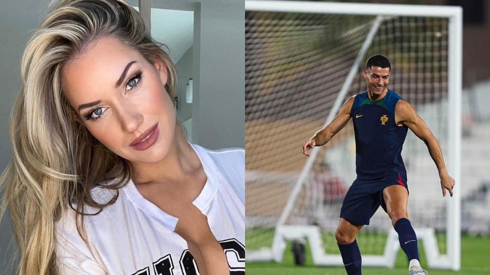 American golfer Paige Spiranac takes off her top to recreate Cristiano Ronaldo&#039;s &#039;Siu&#039; celebration - WATCH