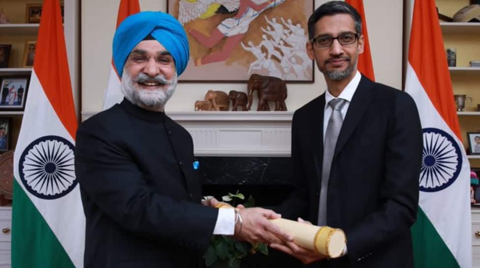 India&#039;s envoy to US presents Google CEO Sundar Pichai with Padma Bhushan