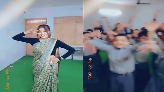 Viral Video: School teacher dances with students to Bhojpuri song ‘Patli Kamariya’ in classroom, netizens upset- WATCH