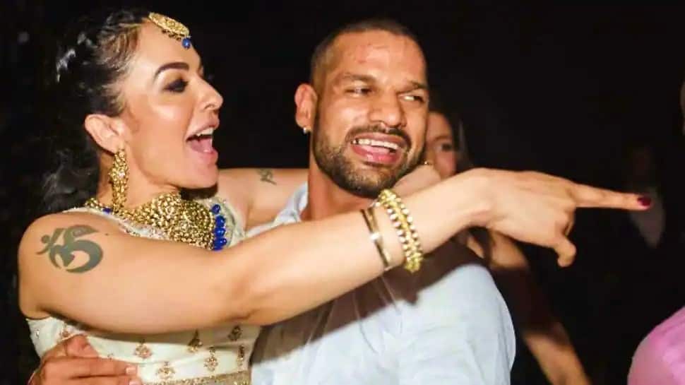 India opener Shikhar Dhawan with his ex-wife Ayesha Mukherjee. Ayesha was born August 27, 1975 and turned 47 years of age this year. (Source: Twitter)
