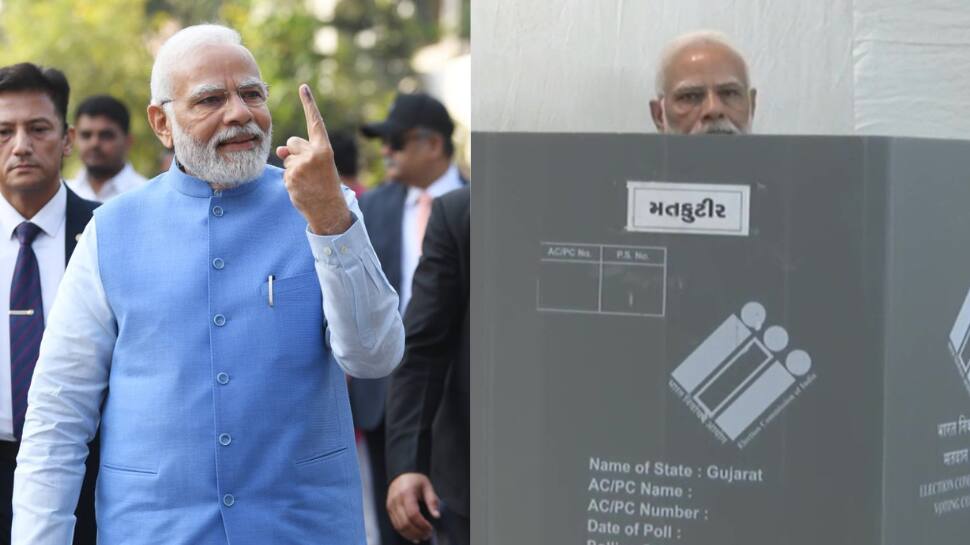 Gujarat polls: PM Modi casts his vote in Ahmedabad, calls people of his home state &#039;discreet&#039;