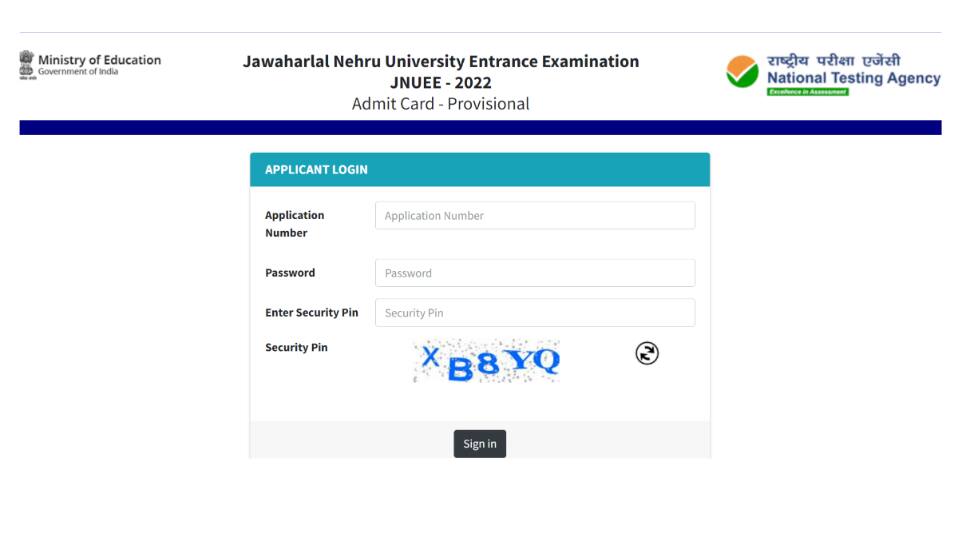 JNUEE 2022 Admit Card RELEASED at jnuexams.nta.ac.in- Direct link to download here - Vimarsana News