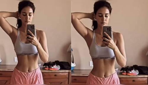 Disha Patani Oozes Oomph in Grey Sports Bra And Pink Shorts as She Flaunts  Her Hot Toned Abs See Viral Photo