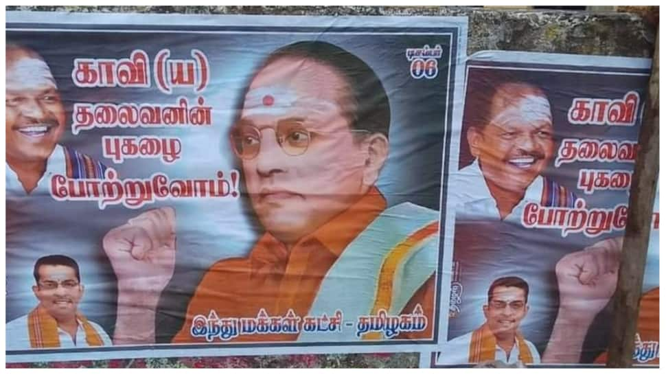 Dr Bhimrao Ambedkar&#039;s posters in saffron robes, forehead smeared with sacred ash create row in Tamil Nadu 